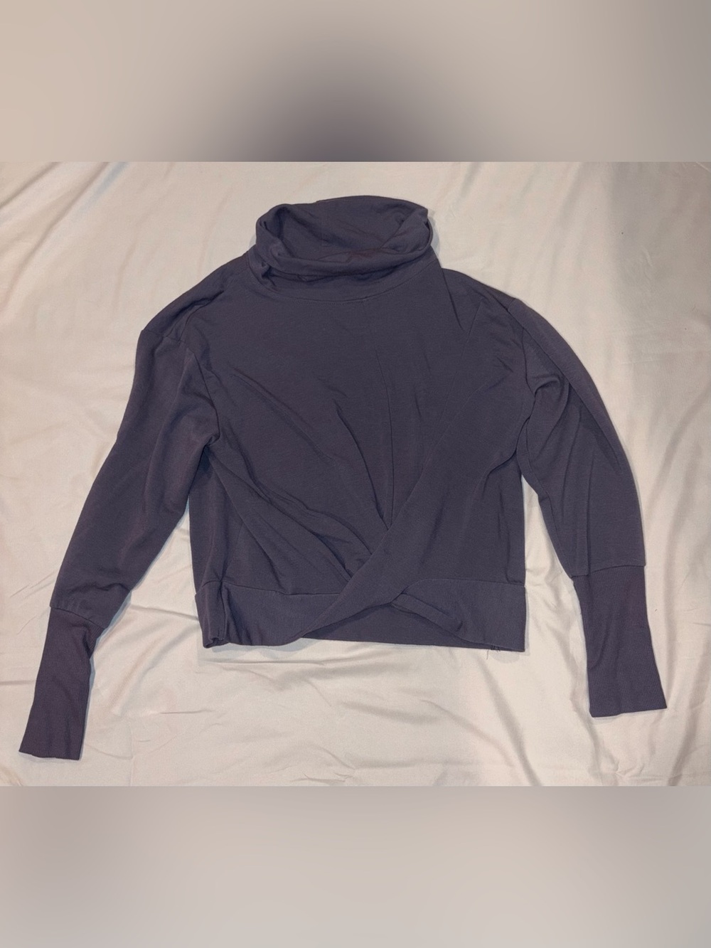 Apana Purple Twist Hem Turtleneck Sweatshirt